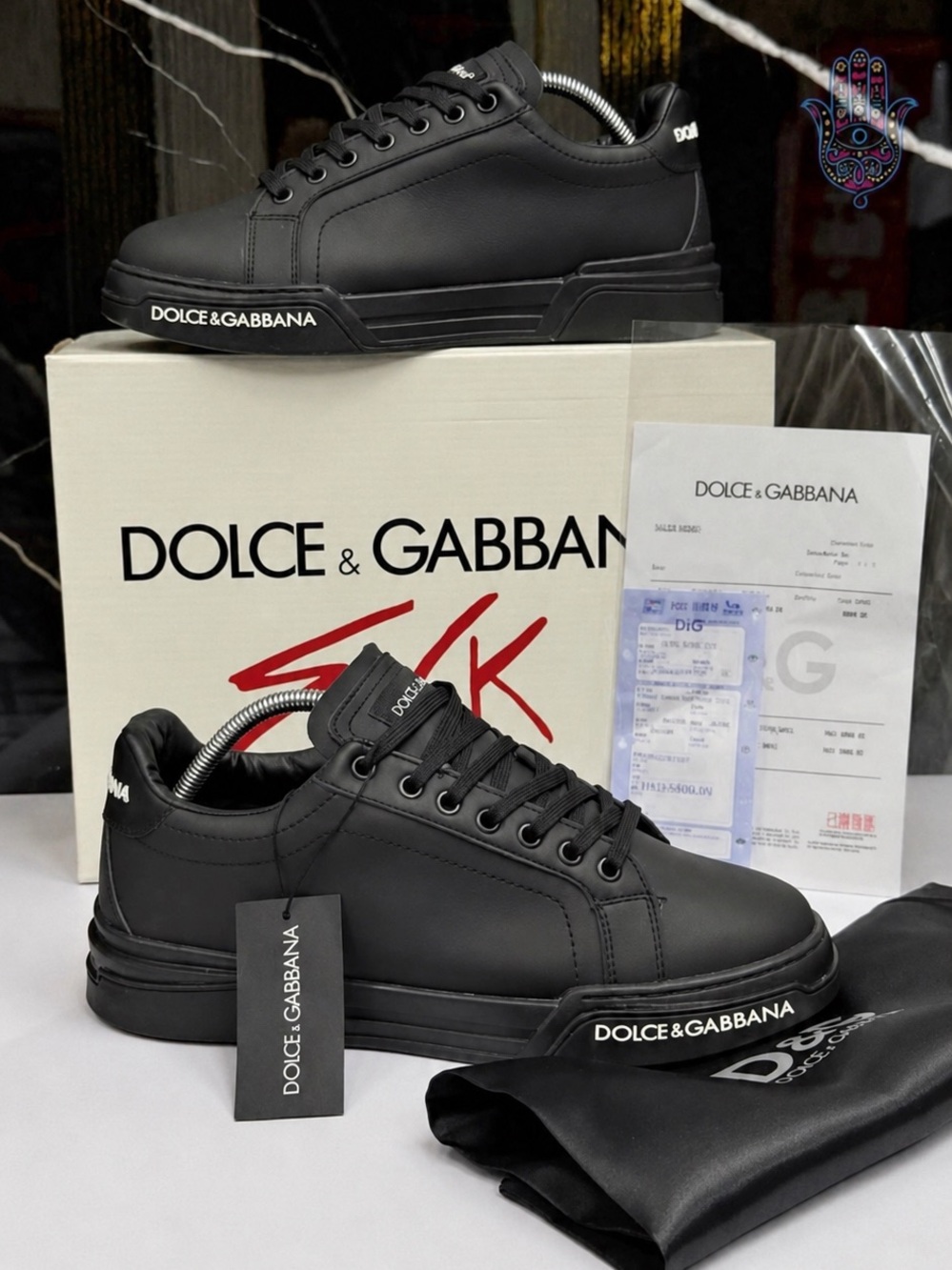 Dolce & Gabbana Men’s Black Portofino Low-Top Sneakers N/A